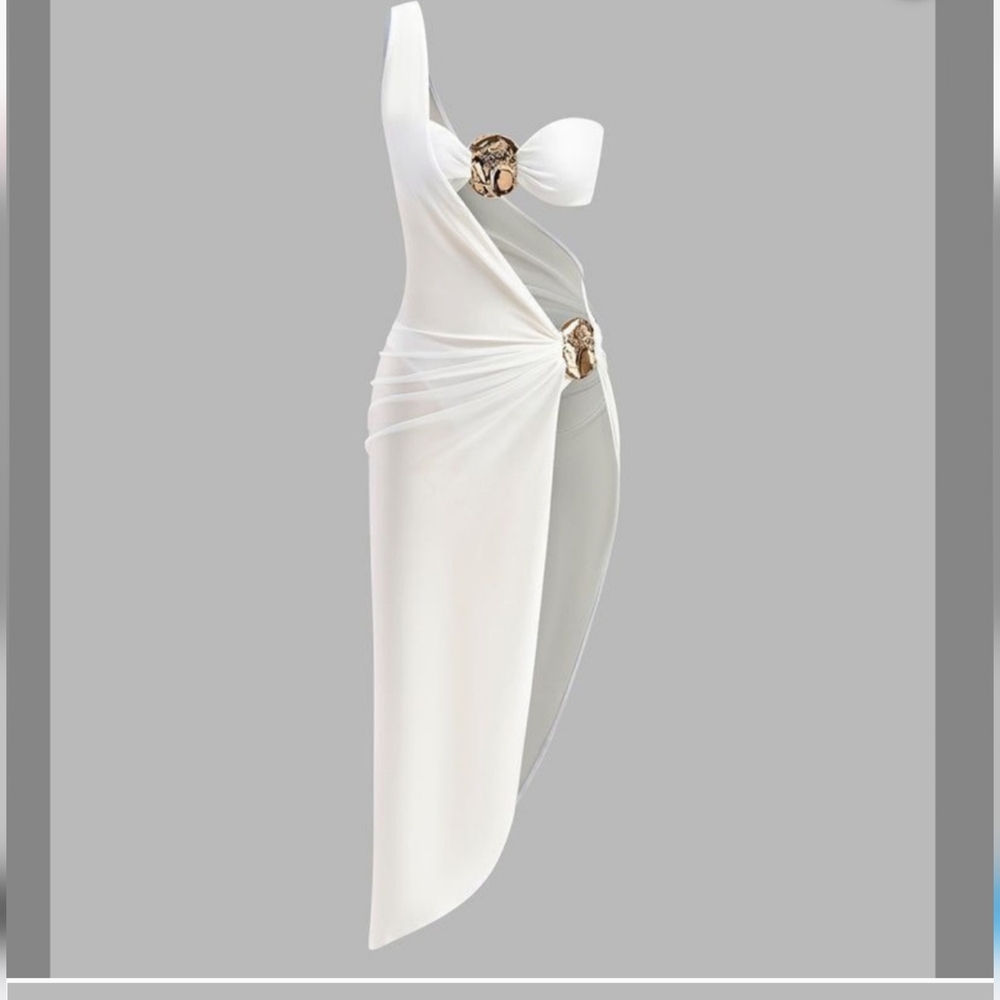 Commense White With Gold Detail 3 Piece Swim Set